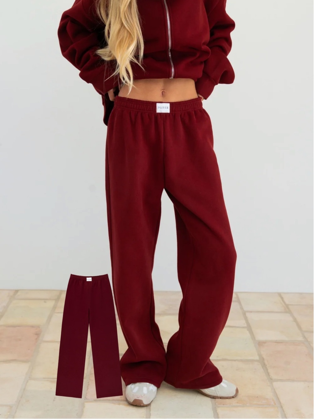 Parke Varsity Boxer Pants in Maroon-NWT-Size Large